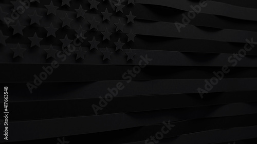Vászonkép United States black flag with shallow depth of field