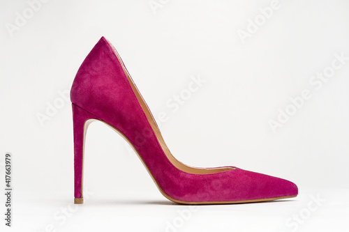 close up of women shoes high heels on white background