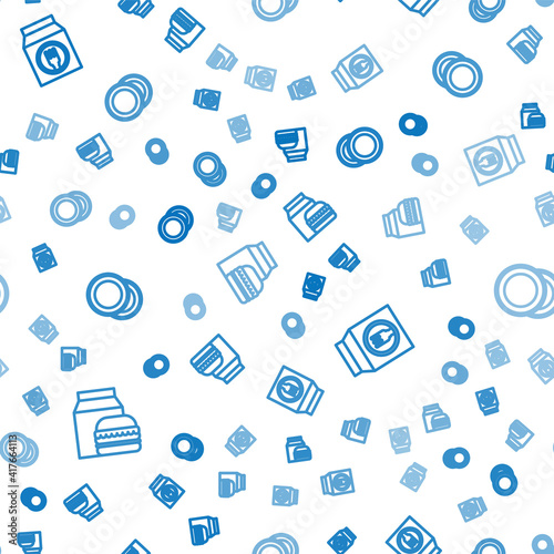 Set line Online ordering and burger delivery, and Plate on seamless pattern. Vector.
