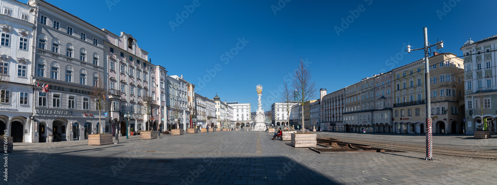 View of the famous Main Square in Linz, Austria 28.02.2021