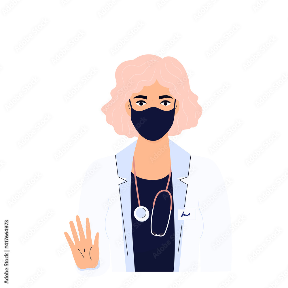 Female doctor. Woman in a white gown. Hospital staff Female doctor. Woman in a white gown. Hospital staff