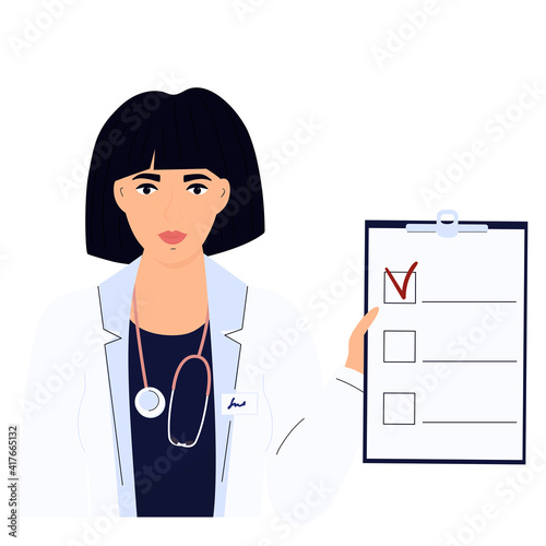 Female doctor. Woman in a white gown. Hospital staff