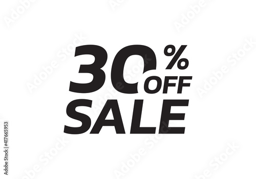 30 percent price off icon, label or tag for sale. Discount badge or sticker design. Vector illustration.