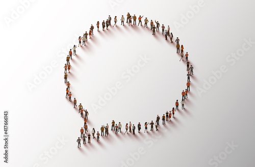 Large group of people in the chat bubble shape.