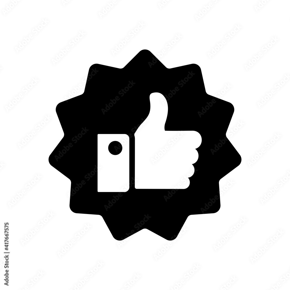 Thumbs up glyph icon. Vector like sign Thumbs up glyph icon. Vector like sign