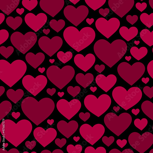 seamless background of red different hearts