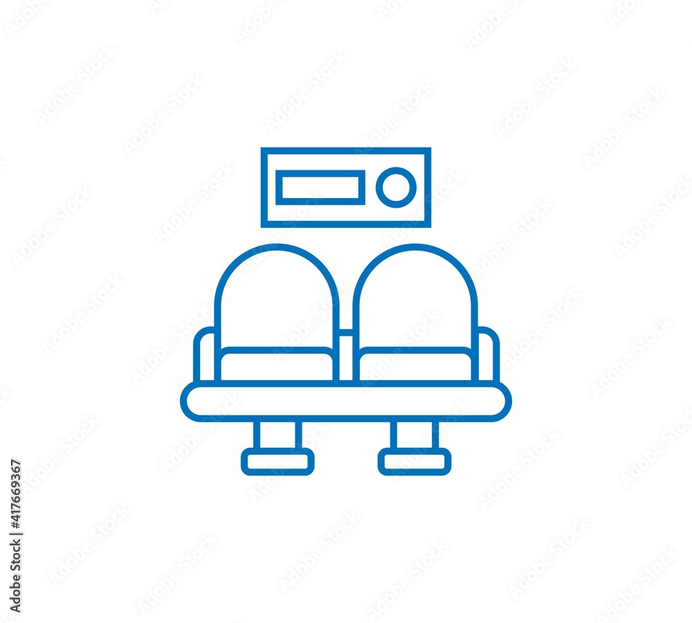 Theater seats vector line icon isolated on white background. Theater seats line icon for infographic, website or app. Scalable icon designed on a grid system. Theater seats vector line icon isolated on white background. Theater seats line icon for infographic, website or app. Scalable icon designed on a grid system.