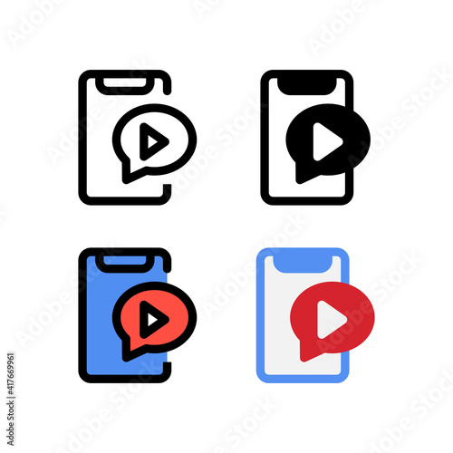 Video YouTube Social Media in Smartphone Application Icon, Logo, and illustration
