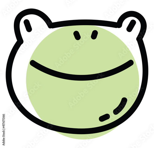 Light green frog head, illustration, vector on white background.