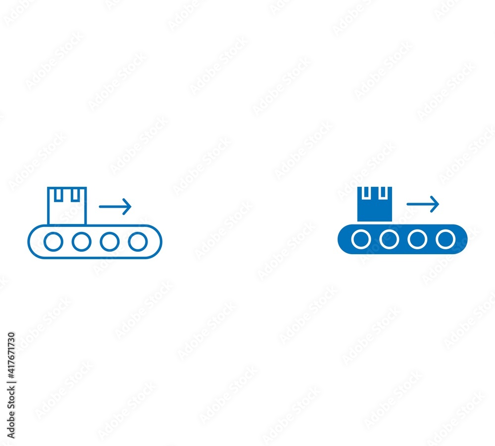Conveyor outline and filled vector icon sign symbol Conveyor outline and filled vector icon sign symbol