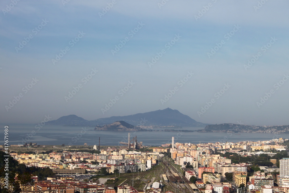 Early in the morning. View of Mount Vesuvius. Naples Italy
