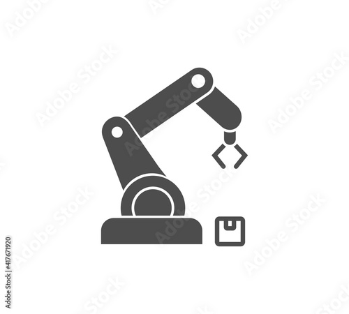 Robotic hand manipulator black silhouette symbol icon. Robot limb logo