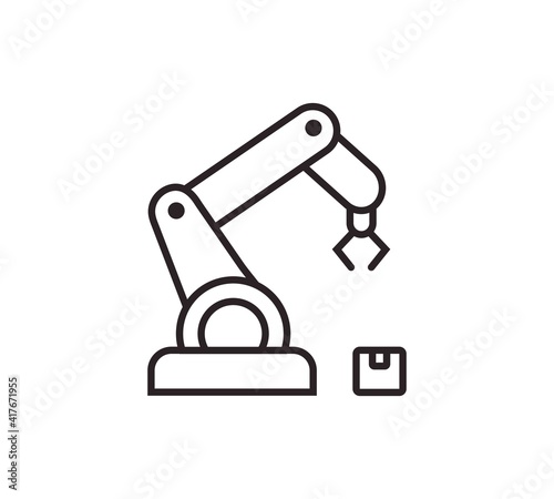 Robotic hand manipulator black silhouette symbol icon. Robot limb logo