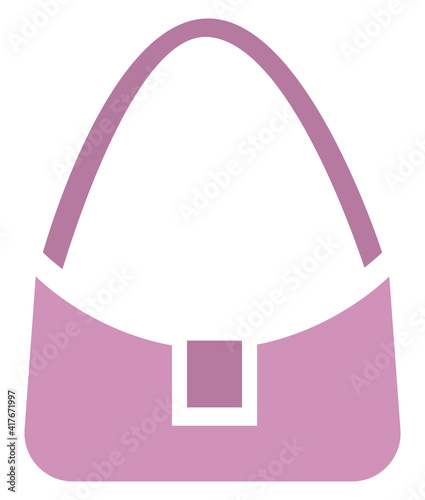 Pink bag with a shoulder strap, illustration, vector on white background.