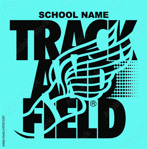 track and field team design with winged foot for school, college or league