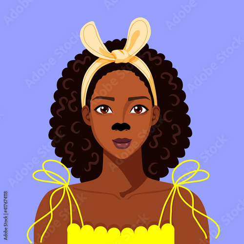 black girl witj pore strip