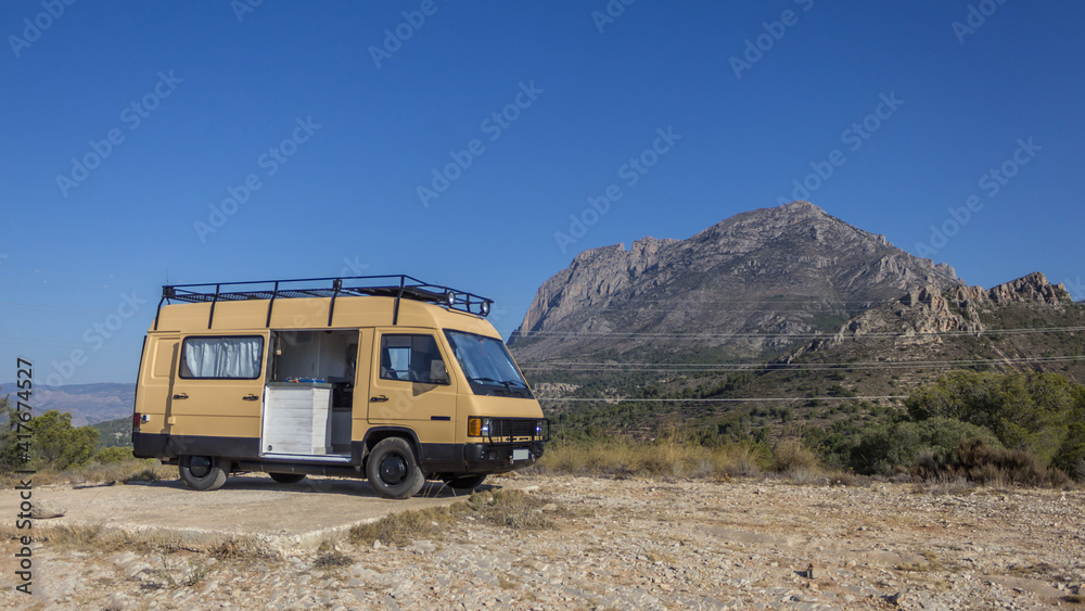 camper van in the mountain