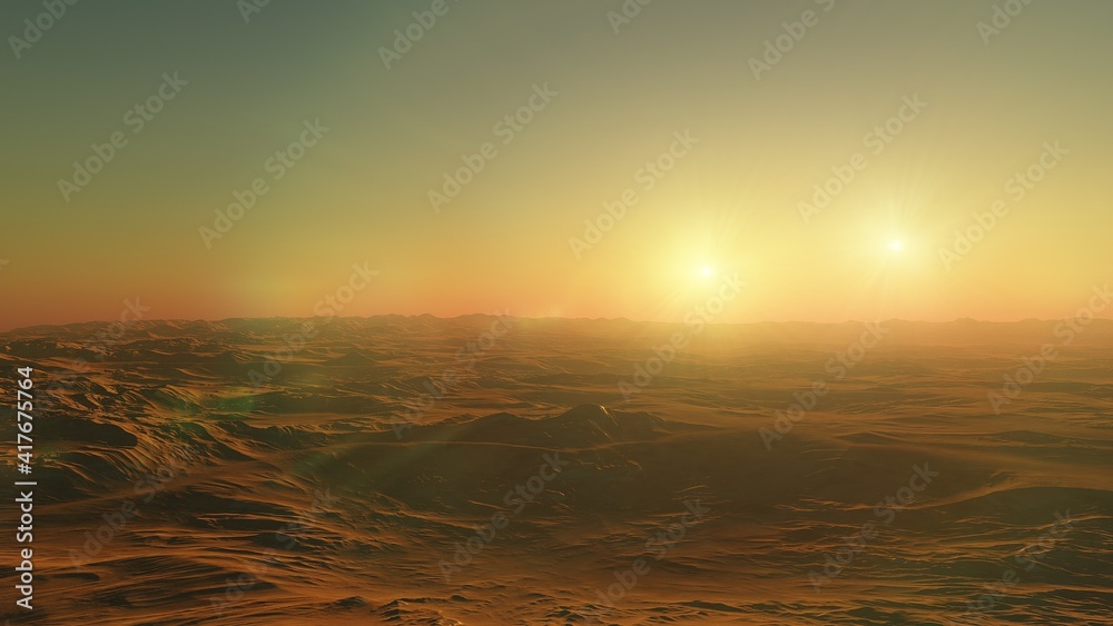 science fiction wallpaper, cosmic landscape, realistic exoplanet, abstract cosmic texture, beautiful alien planet in far space, detailed planet surface, 3d render