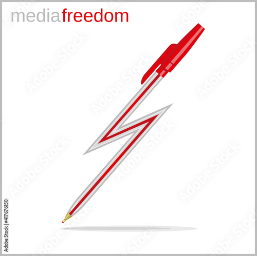 Lightning Shaped Pen. Conceptual illustration.