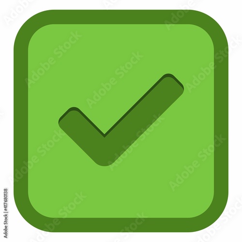 Check marks, Tick marks, Accepted, Approved, Yes, Correct, Ok, Right Choices, Task Completion, Voting. - vector mark symbols in green. Isolated icon.