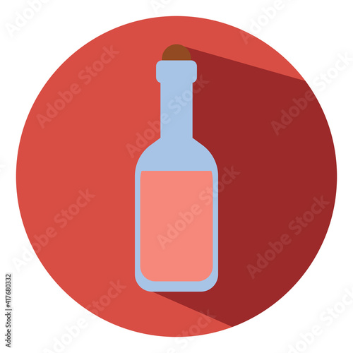Rose wine in a bottle, illustration, vector on white background.