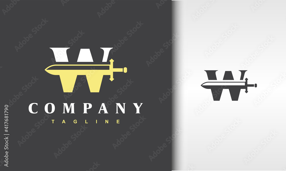 initial W sword logo initial W sword logo
