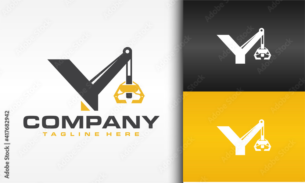 initial Y crane drill logo