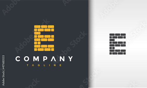 initials E brick logo