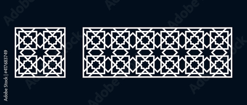 Set of templates Islamic pattern for laser cutting or paper cut. Vector illustration.