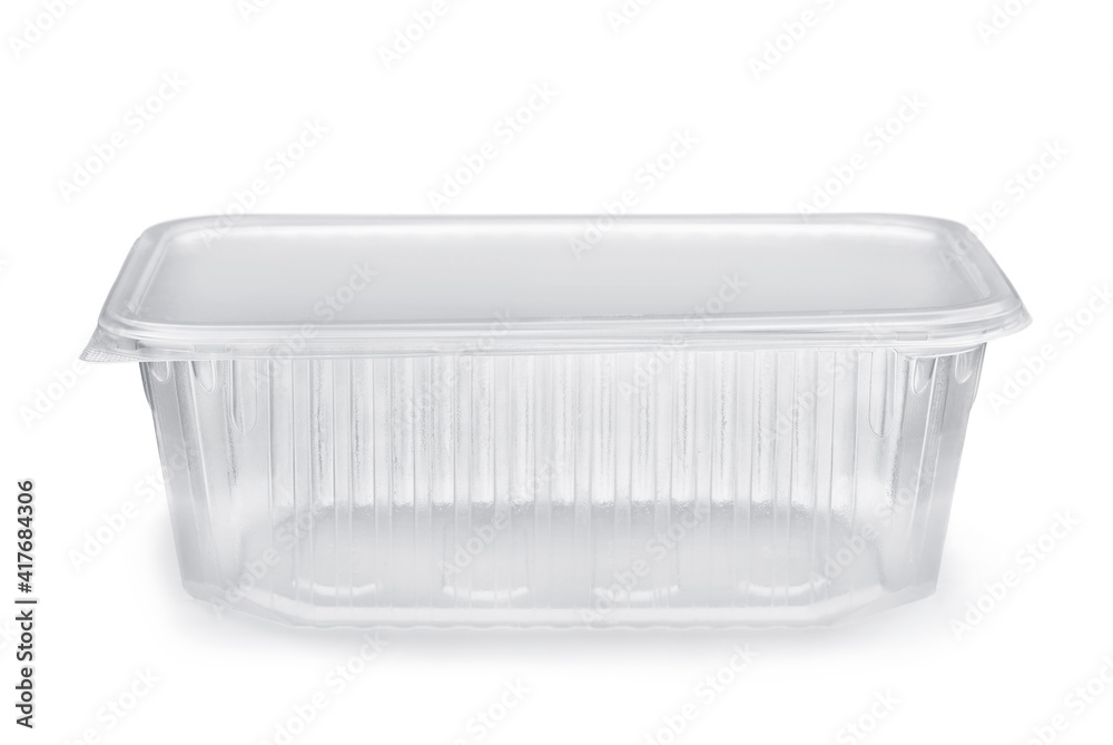 Empty transparent disposable plastic food container Empty transparent disposable plastic food container