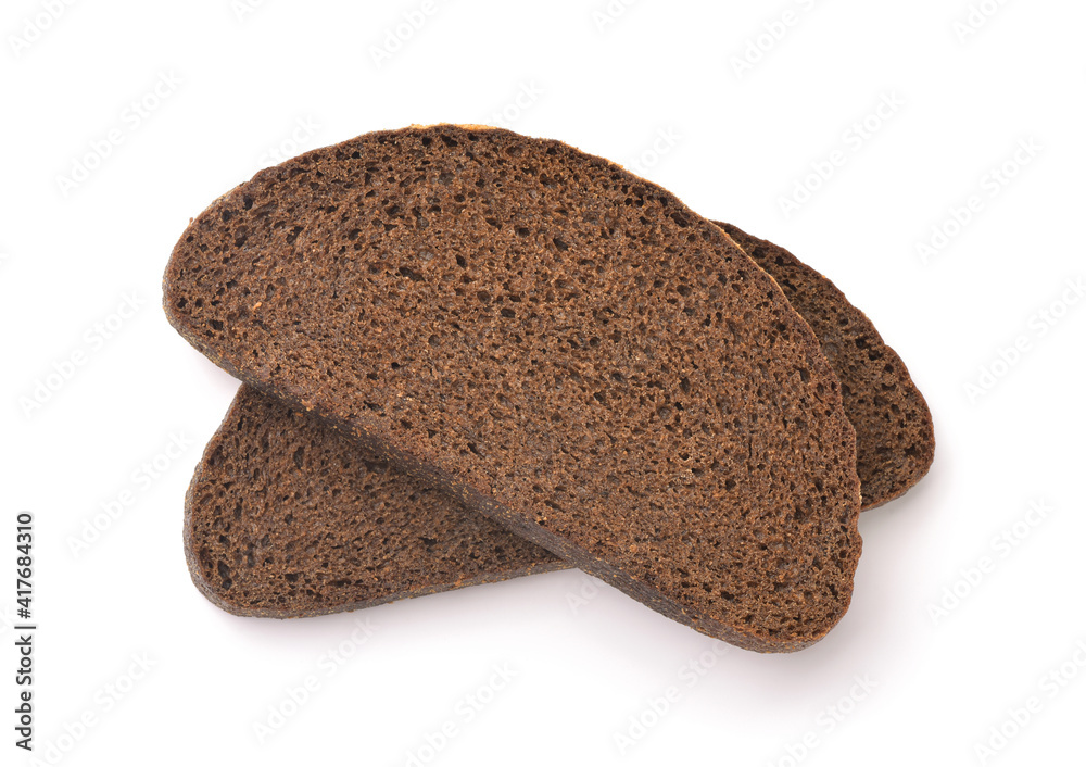 Top view of two rye bread slices Top view of two rye bread slices