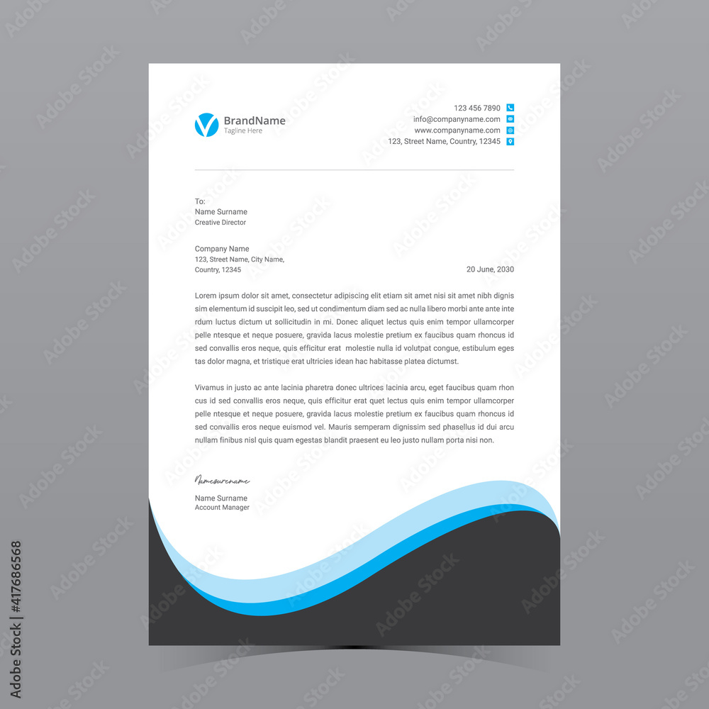 A4 Letterhead Template Vector Design