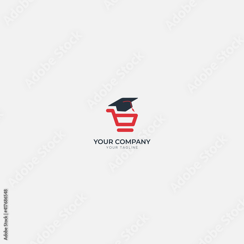 Line art Trolley e commerce education logo