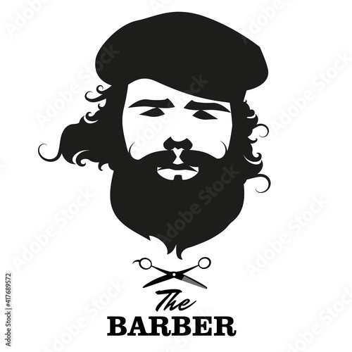 Handsome old-fashioned gentleman wearing beret with a big mustache and beard
