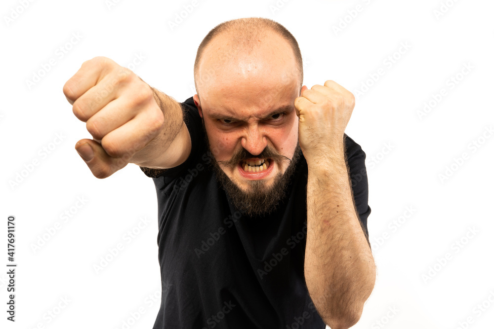 In each photo in the series, the man shows different emotions. In each photo in the series, the man shows different emotions.