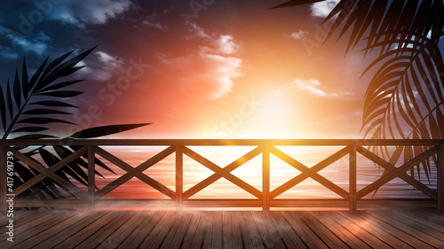 Night seascape with sunset ...