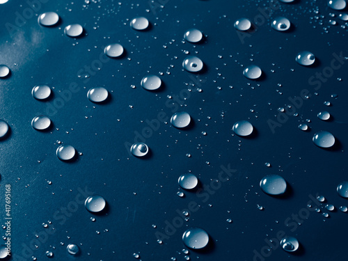 Water drops on blue background.