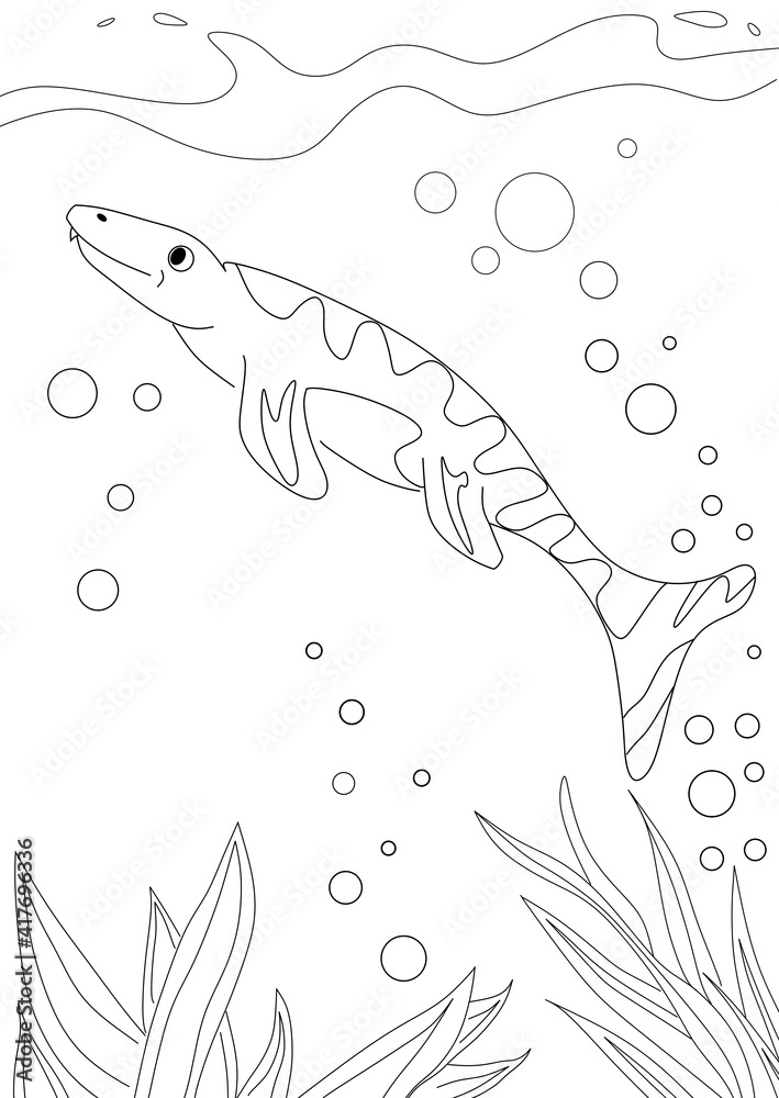 Dino coloring page Dinosaur coloring page Stock Illustration | Adobe Stock