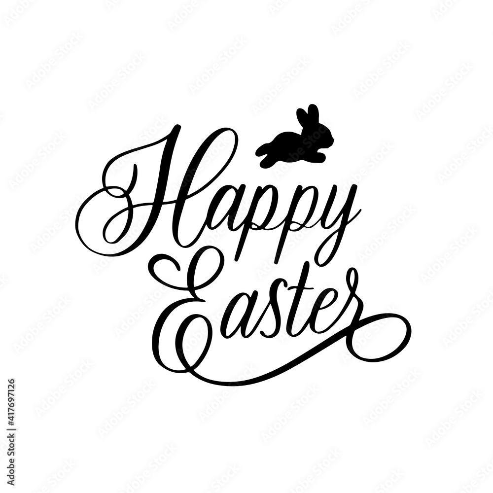 Happy Easter - hand lettering stamp inscription.