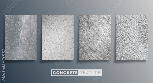 Concrete texture background set. Grunge stone wall design. Vector illustration