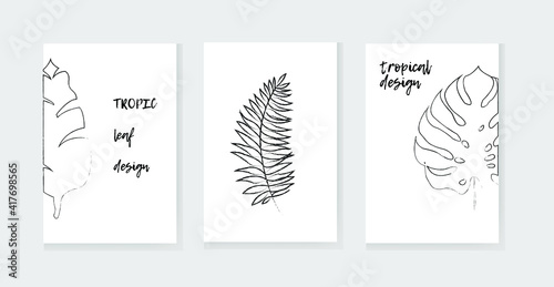 Summer tropical covers backgrounds set with leaf. Vector set floral background, Nature background, banner, cover, templates, posters.