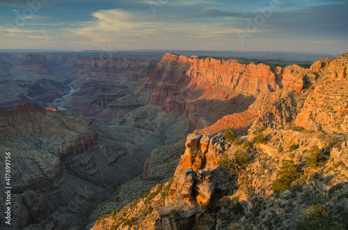 USA  Arizona. Sunset over the Grand Canyon from Navajo Point  Grand Canyon National Park