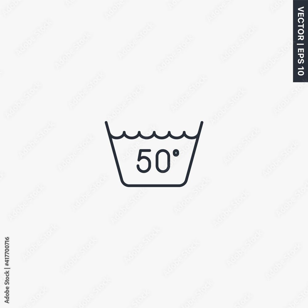 Wash at or below 50°C, linear style sign for mobile concept and web design Wash at or below 50°C, linear style sign for mobile concept and web design