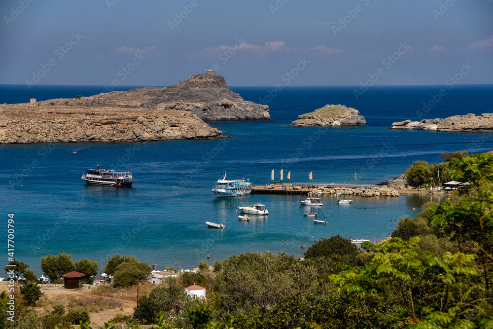 Rhodes, Greece –  beautiful lanscape of the Lindos bay