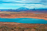 USA, Arizona. Page, Lake Powell and Navajo Mountain from Wahweap Overlook.