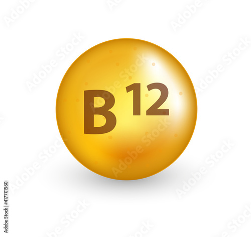 Vitamin B12 capsule realistic 3d style. Vitamin pill. Healthy lifestyle vector concept