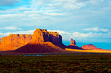 USA, Arizona-Utah border. Monument Valley, Sentinel Mesa and Castle Rock.