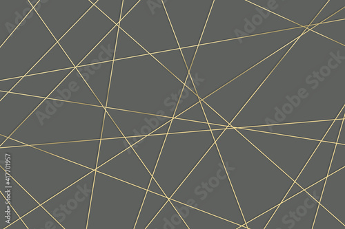 Gold chaotic and geometric abstract lines on color background. Random geometric line for pattern.