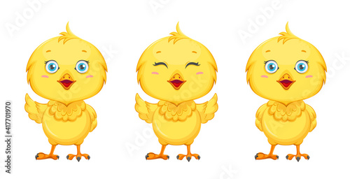 Cute little chick, set of three poses