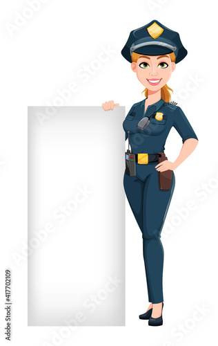 Police woman in uniform. Female police officer